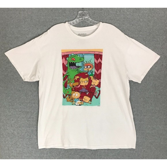 Nickelodeon‎ Rugrats Reptar Chuckie Shirt Mens XL White Short Sleeve Cotton 2020 - Picture 1 of 7